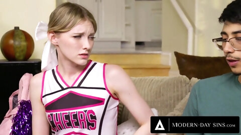 MODERN-DAY SINS - Popular Petite Virgin Cheerleader Melody Marks Loses Virginity To Nerd For A Bet