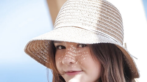 Nice young girl Matty chews a fingernail after getting totally naked