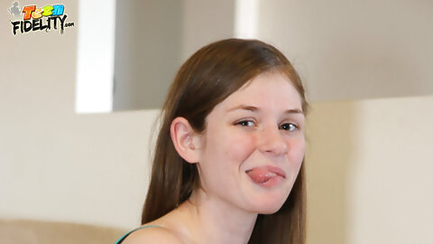 Hot young Lara Brookes peels her sexy teen cloths to show of her luscious tits