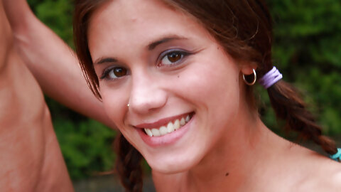 Sabrina Blond and her teenage girlfriends partake in group sex in backyard