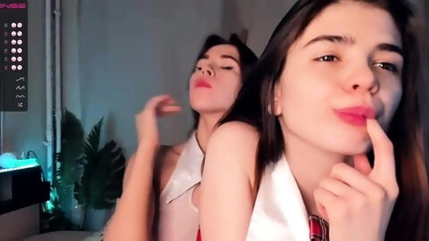 Blonde and brunette lesbians toying cunt