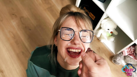 Slutty family! Stepfather Massively poured semen on my face. Deep throat