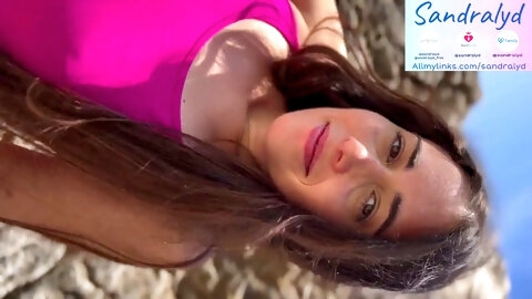 Hot Spanish babe enjoying the beach