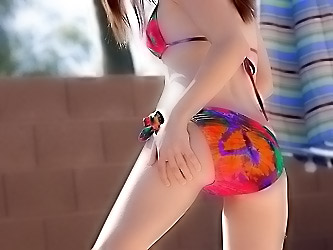 Sunny day with a joyful MaryJane by the pool