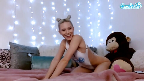 Petite Blonde Teen Masturbates her Perfect Pink Pussy