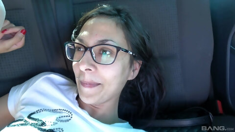 Ashley Ocean moans while getting penetrated in the car - HD